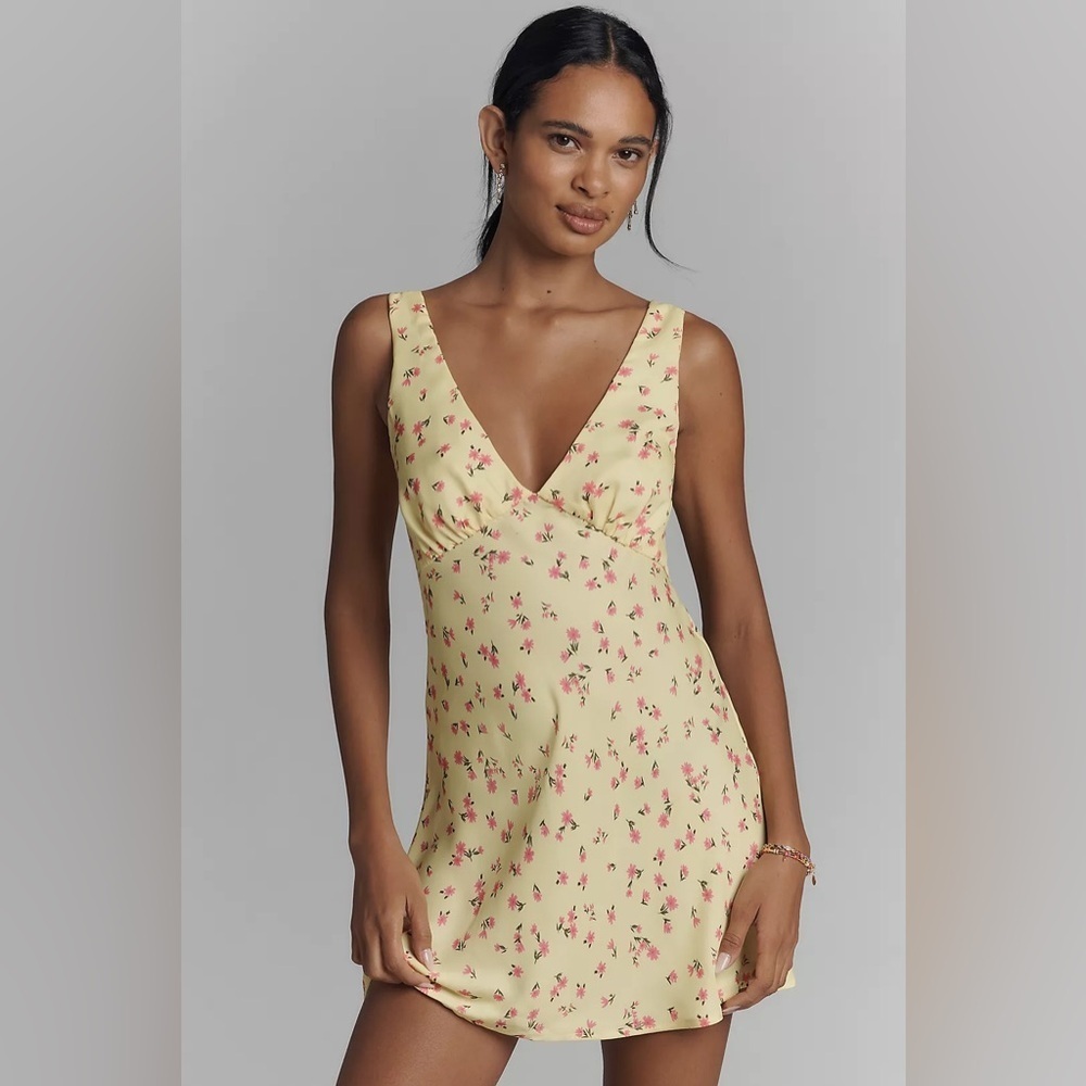 NWT! Anthropologie RESA Honey Frankie V-Neck Mini Dress - Size XL 🍍